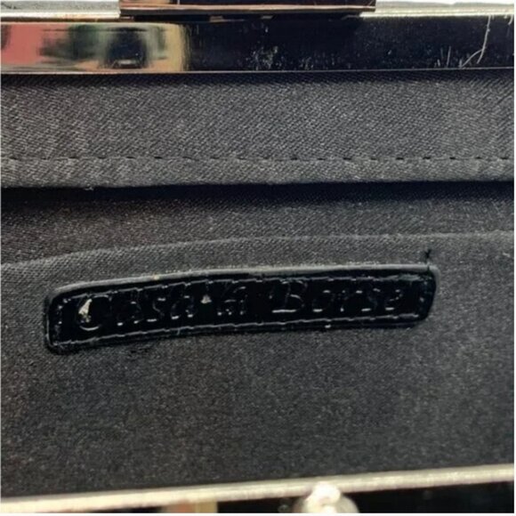 Casa di Borse Frame Black Basketweave Clutch/Shoulder Evening Bag - Picture 3 of 8